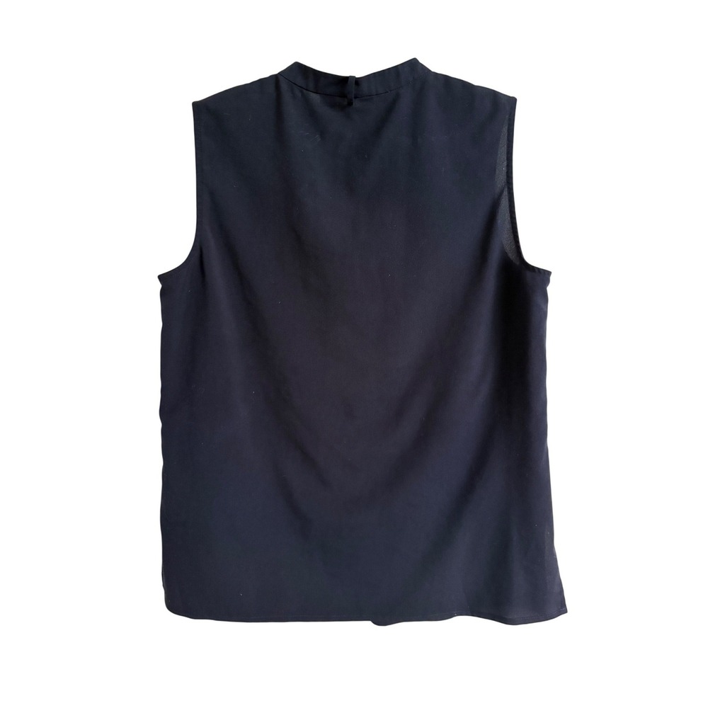 Tory‎ Burch Navy Blue Sleeveless Mandarin Collar Button Front Blouse Size 6 - Picture 2 of 8